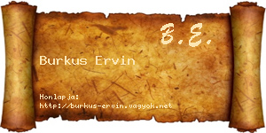Burkus Ervin névjegykártya